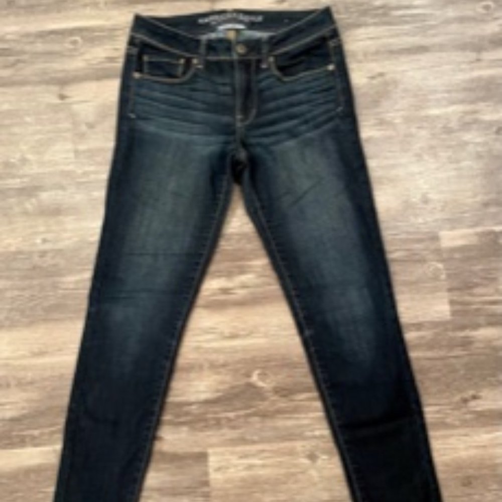 American Eagle Womens Super Skinny Mid Rise Dark Wash Super Stretch Jeans